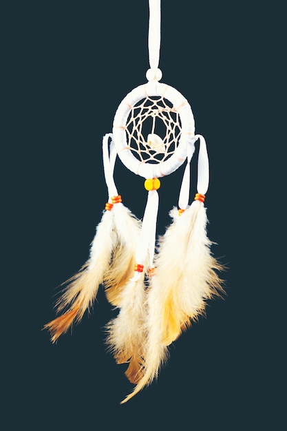 vintage dreamcatcher isolated on black background