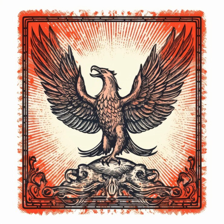 Photo 用巴厘島圖案描繪的shepard fairey風格的古老鷹畫