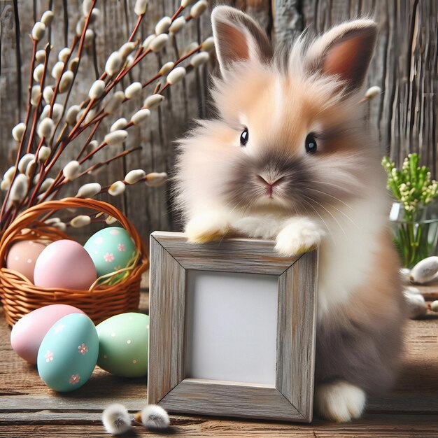 Photo vintage easter bunny with photo frame