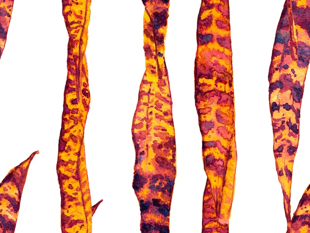 ヴィンテージエコラポール。夏の花の背景。植物の森のイラスト。水彩は、シームレスなパターンを残します。ラストオレンジのエキゾチックな水着デザイン。ハワイのアクワレルプリント。