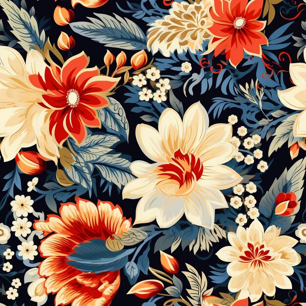 Vintage Ethnic Floral 60s Pattern
