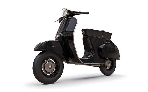 Vintage Europese zwarte scooter op een wit oppervlak