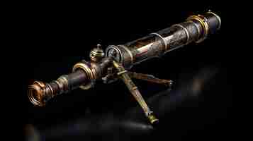 Photo vintage exploration isolated antique brass telescope