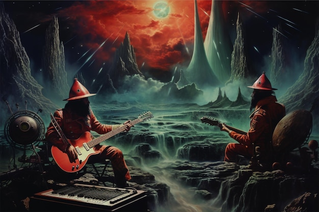 Vintage Fantasy Album Cover Art with Surrealistic