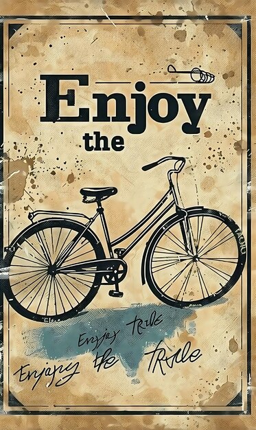 Vintage fietspostkaart met fietswiel rand en tekst illustratie Vintage postkaart decoratief