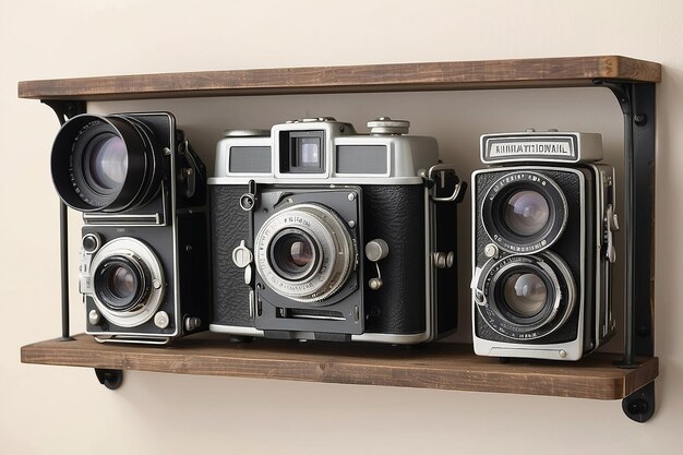 Vintage Film Camera Display Shelf for Cinematic Charm