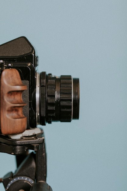 Vintage film camera on a tripod