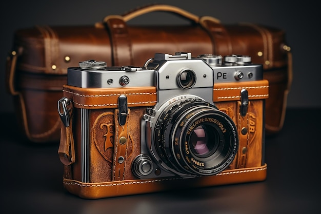 vintage film camera with a roll of film AI generated