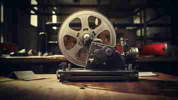 Photo vintage film clapper with film reel