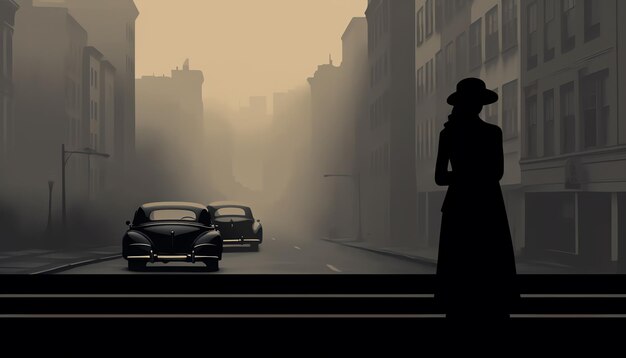 Photo vintage film noir with noir detective story
