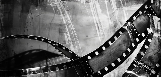 Vintage Film Reel on Grunge Monochrome Texture