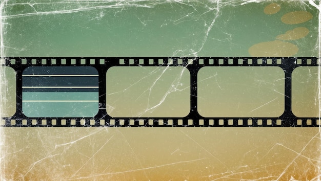 a vintage filmstrip background with a textured empty frame for creativity
