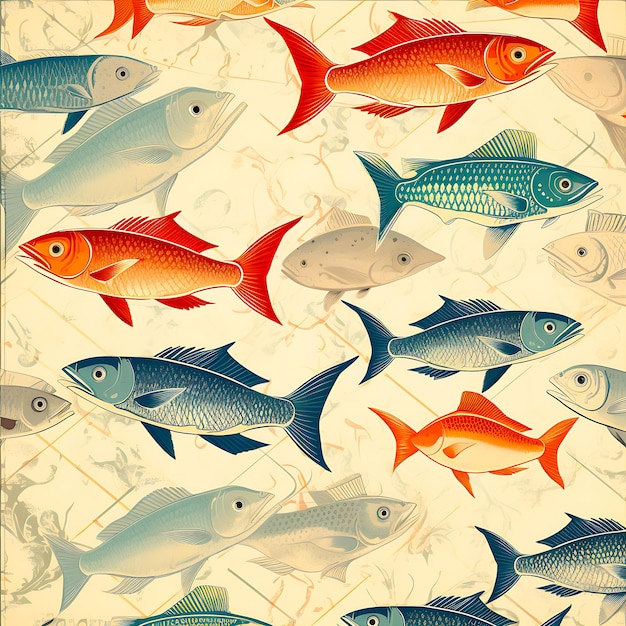 vintage fish pattern