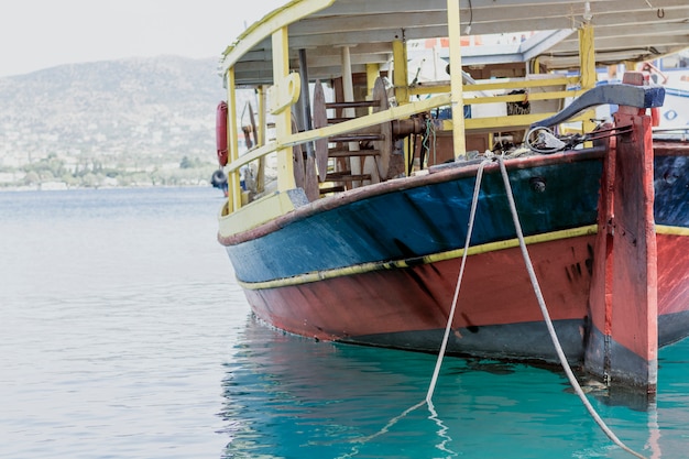 Vintage fishing boat in harbor