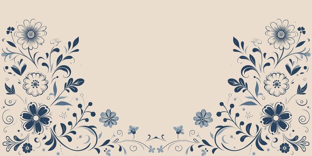 Photo vintage floral background with blue flowers and leaves decorative wallpaper vector illustration