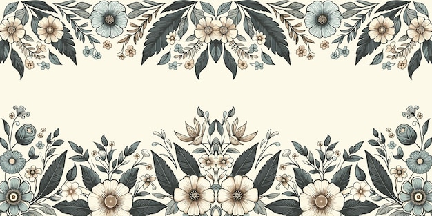 Vintage floral background with decorative flowers and leaves Vector illustration