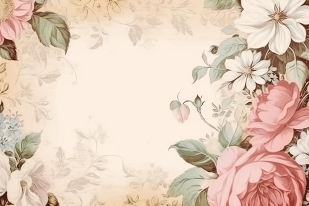 Vintage floral background with a frame for text