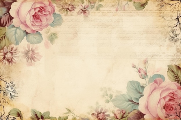 Vintage floral background with a vintage frame