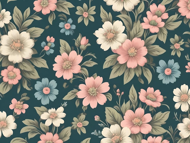 vintage floral fabric pattern with flowers