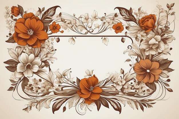 Vintage Floral Frame bruin en wit