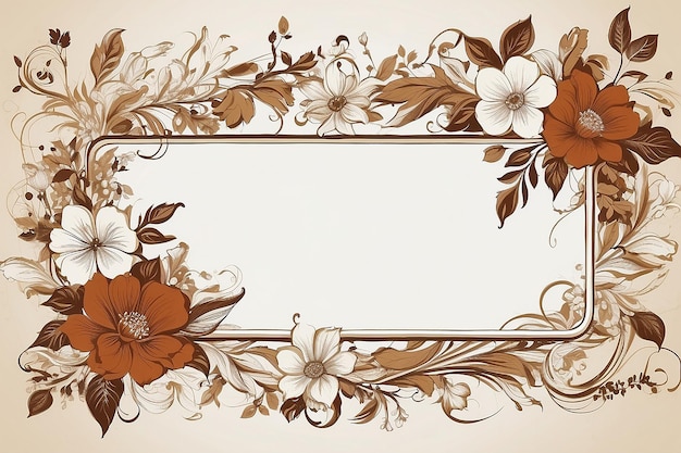 Vintage Floral Frame bruin en wit