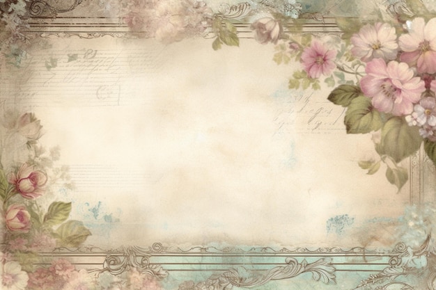 Vintage floral frame with a floral background