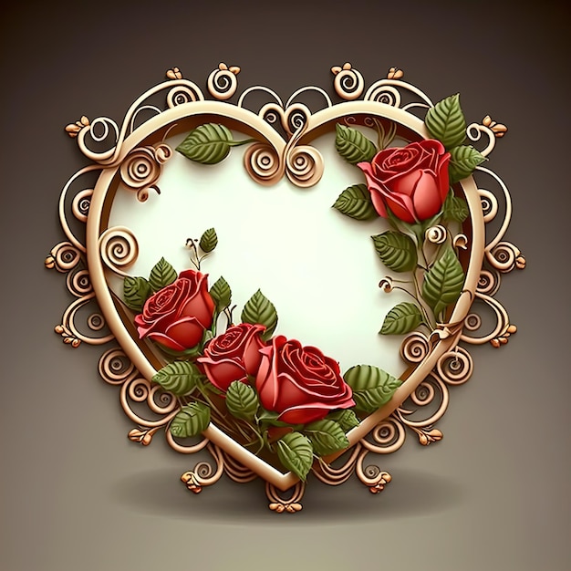 Photo vintage floral heart shape flowers valentines
