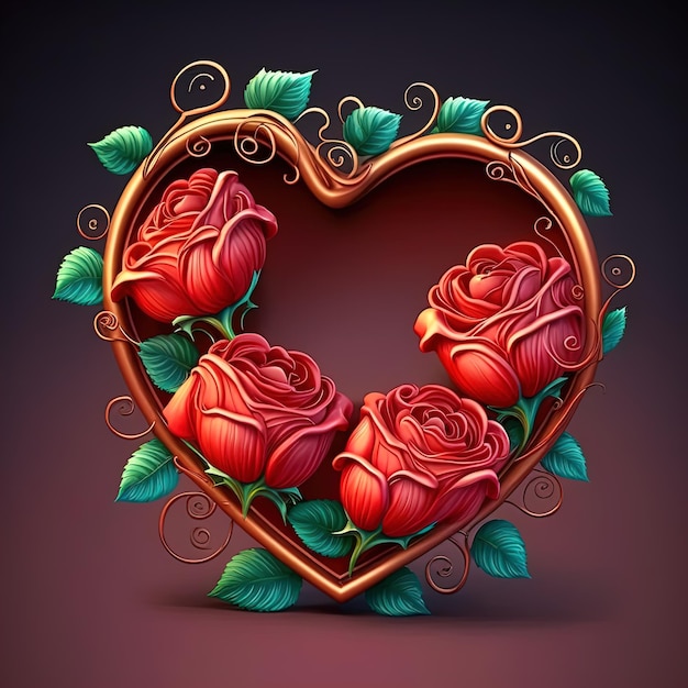 Vintage floral heart shape flowers valentines