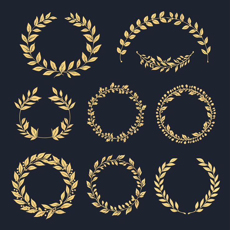 Photo vintage_floral_laurel_wreath_set_vector_design