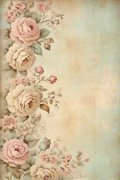 Foto vintage floral papier textuur achtergrondontwerp in scrapbook stijl