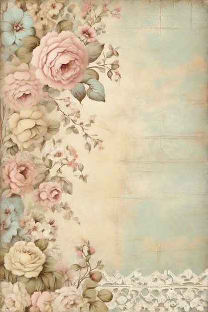 Foto vintage floral papier textuur achtergrondontwerp in scrapbook stijl