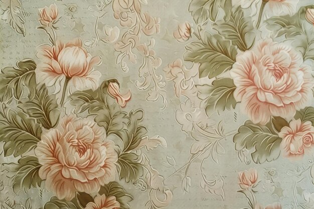 Photo vintage floral wallpaper with cute ornament pattern