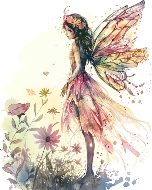 vintage Flower fairy watercolor