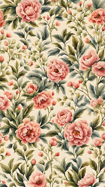 Photo vintage flower pattern background in victorian era