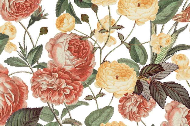 Vintage flower png patterned transparent background