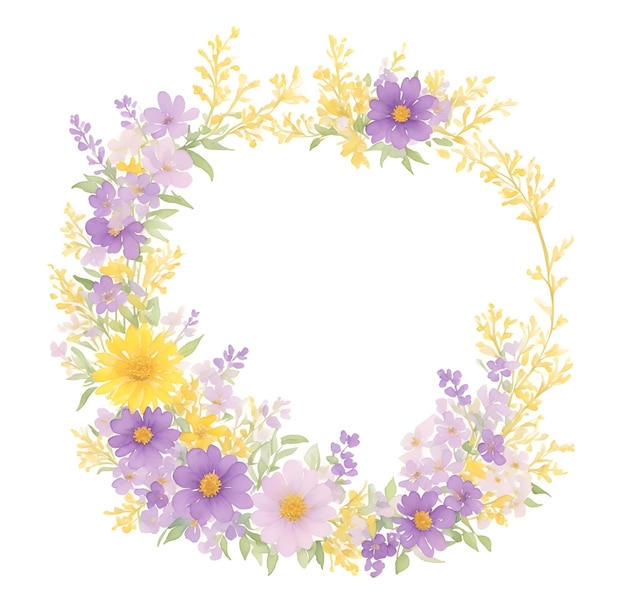 Vintage flower wreath frame on white