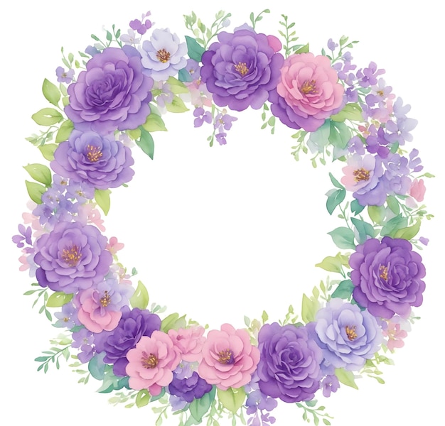 Vintage flower wreath frame on white