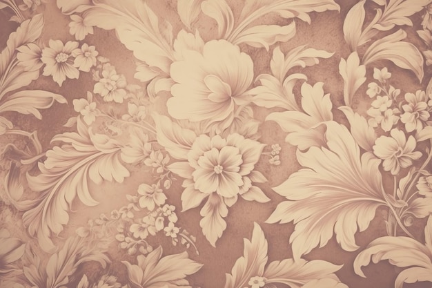 Vintage flowers background Old wallpaper Ai generated
