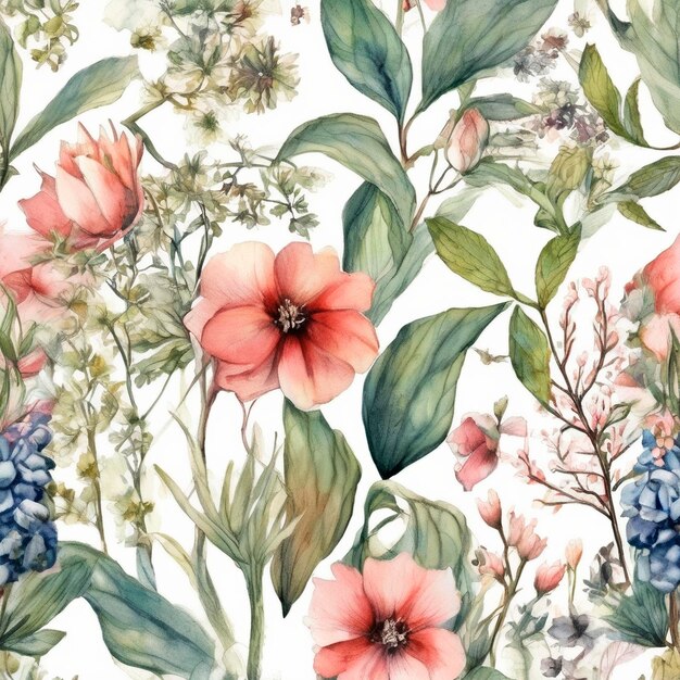 Photo vintage flowers watercolors