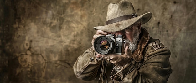Vintage fotograaf met Sepia Tone Camera