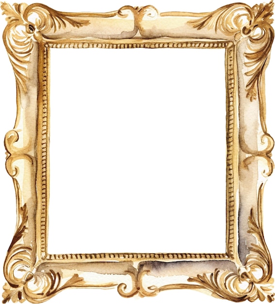 Vintage frame antique watercolor isolated on white