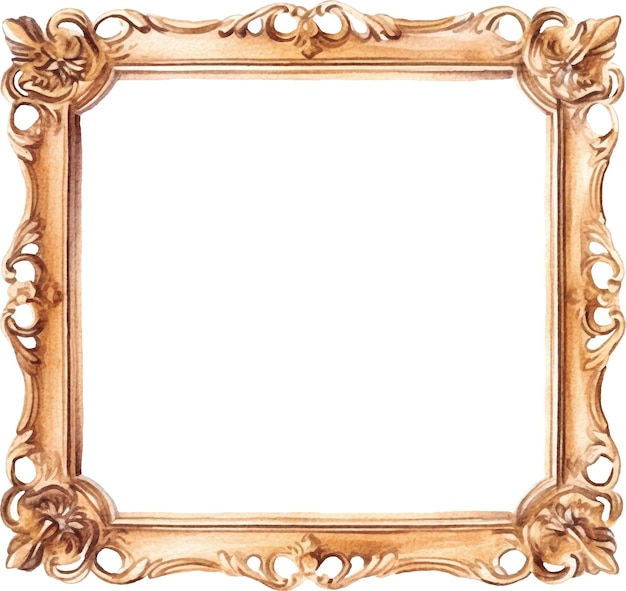 Vintage frame antique watercolor isolated on white