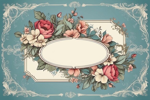 Photo vintage frame with beautiful floral elements and lines