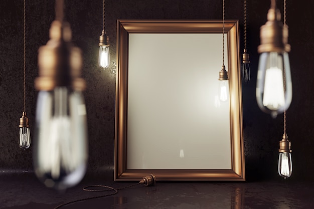 Vintage frame with electric lamps
