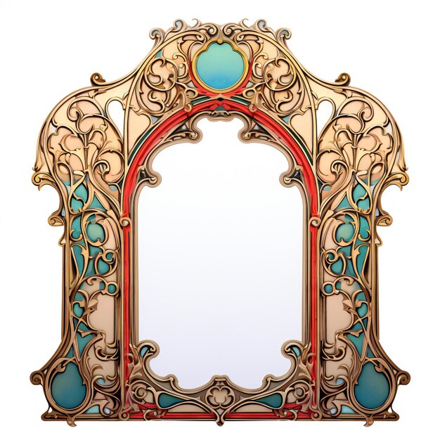 Photo vintage frame with ornament on white background