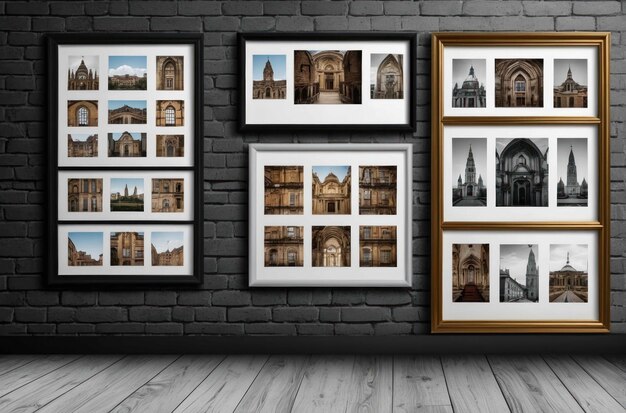 Photo vintage frames on a gray wall