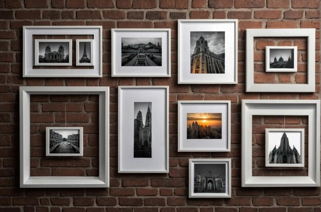 Photo vintage frames on a gray wall