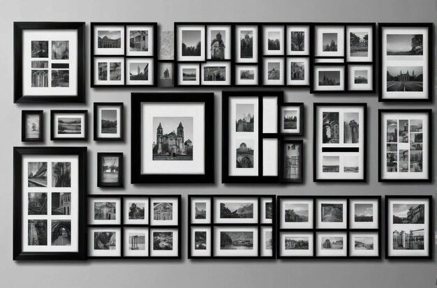 Photo vintage frames on a gray wall