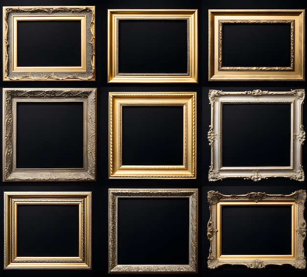 Vintage Frames for mockups on black background