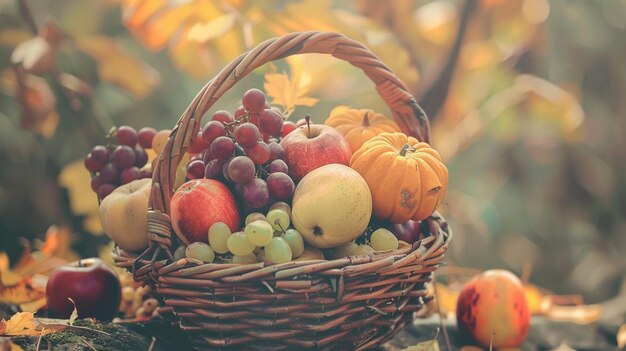 Vintage Fruit Basket Harvest Image for Website or Blog